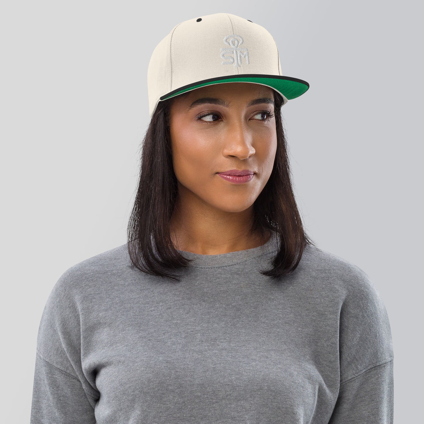 Sky Manor Ankh White Logo Retro Green Undervisor Snapback Flat-Bill Hat