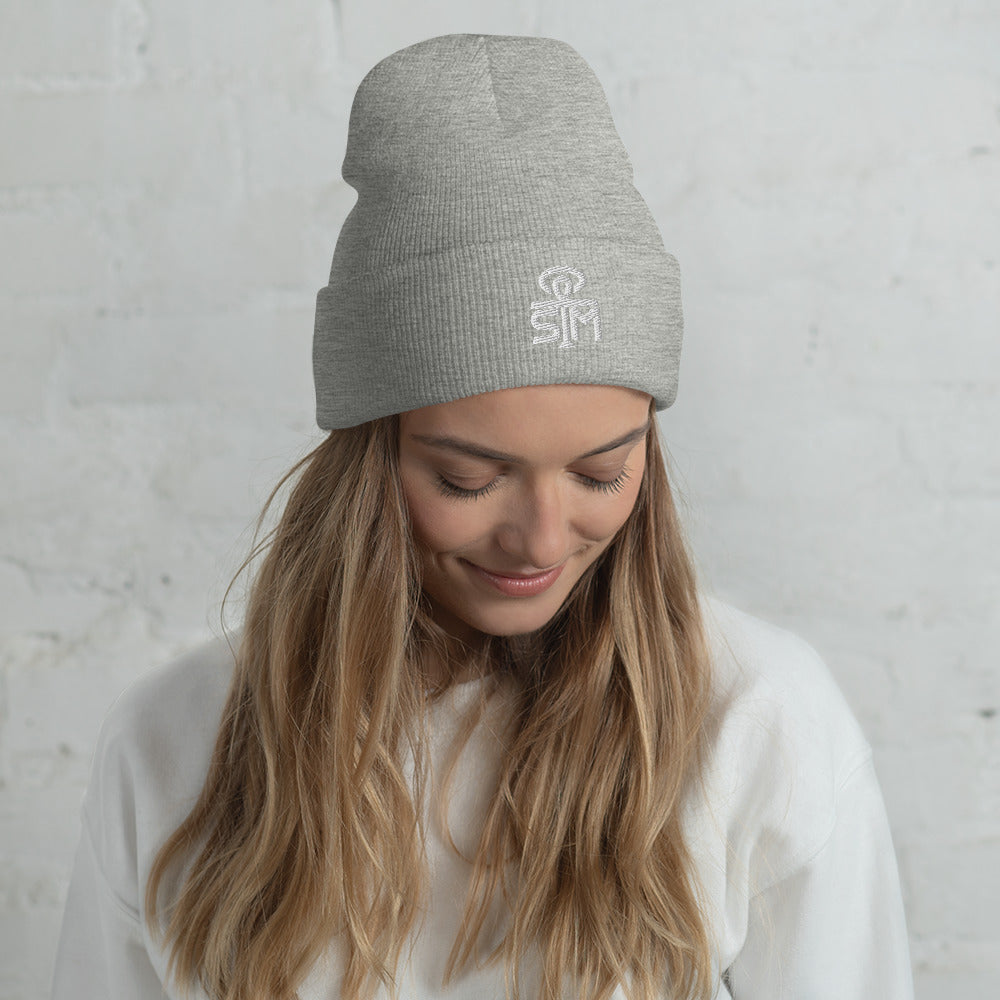 Sky Manor Ankh White Logo Cuffed Beanie