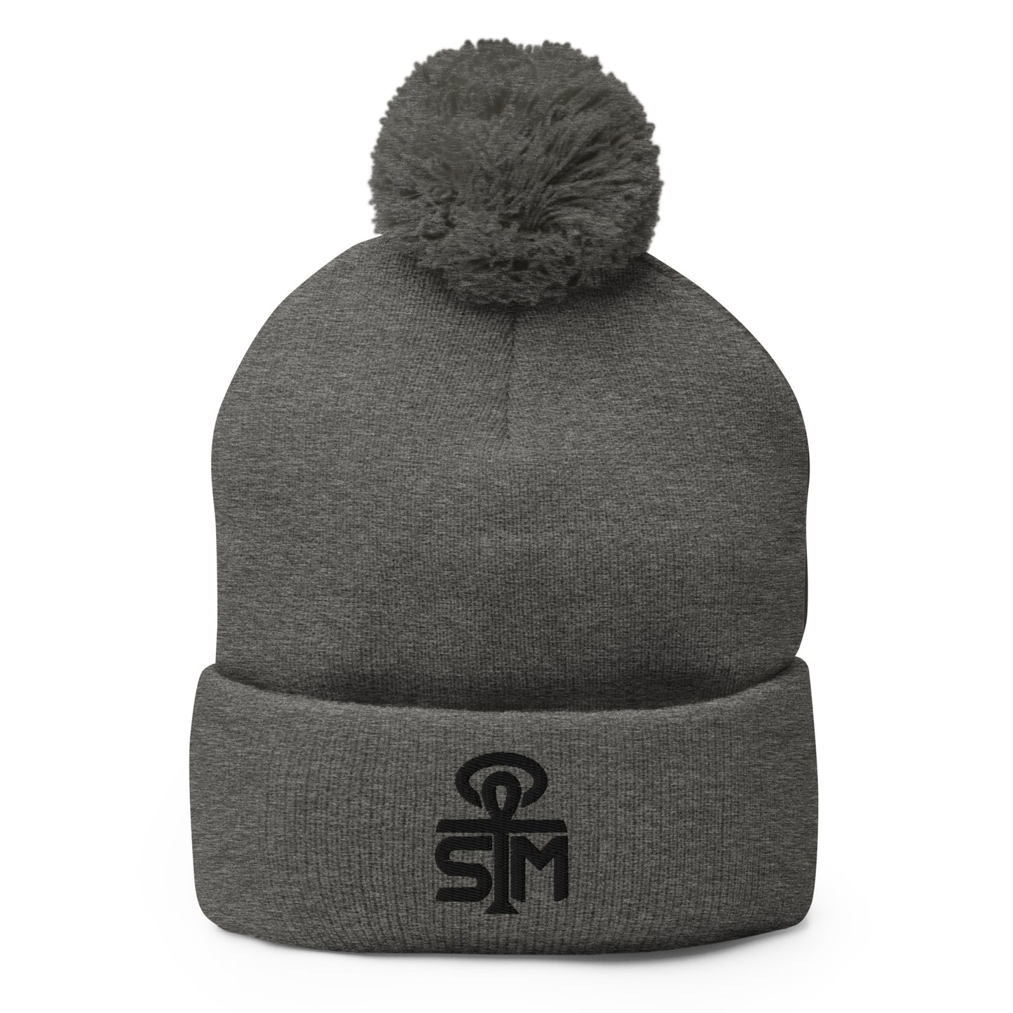 Sky Manor Ankh Black Logo Pom-Pom Beanie