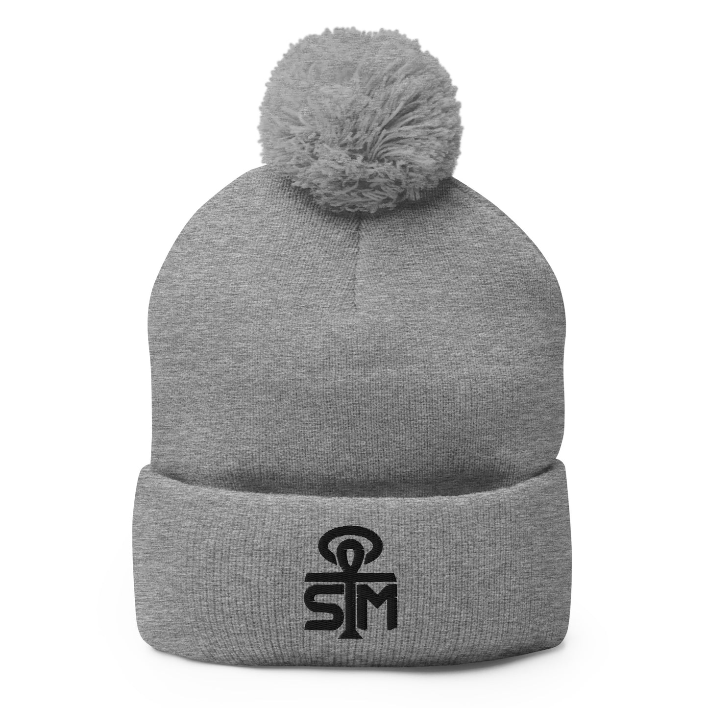 Sky Manor Ankh Black Logo Pom-Pom Beanie