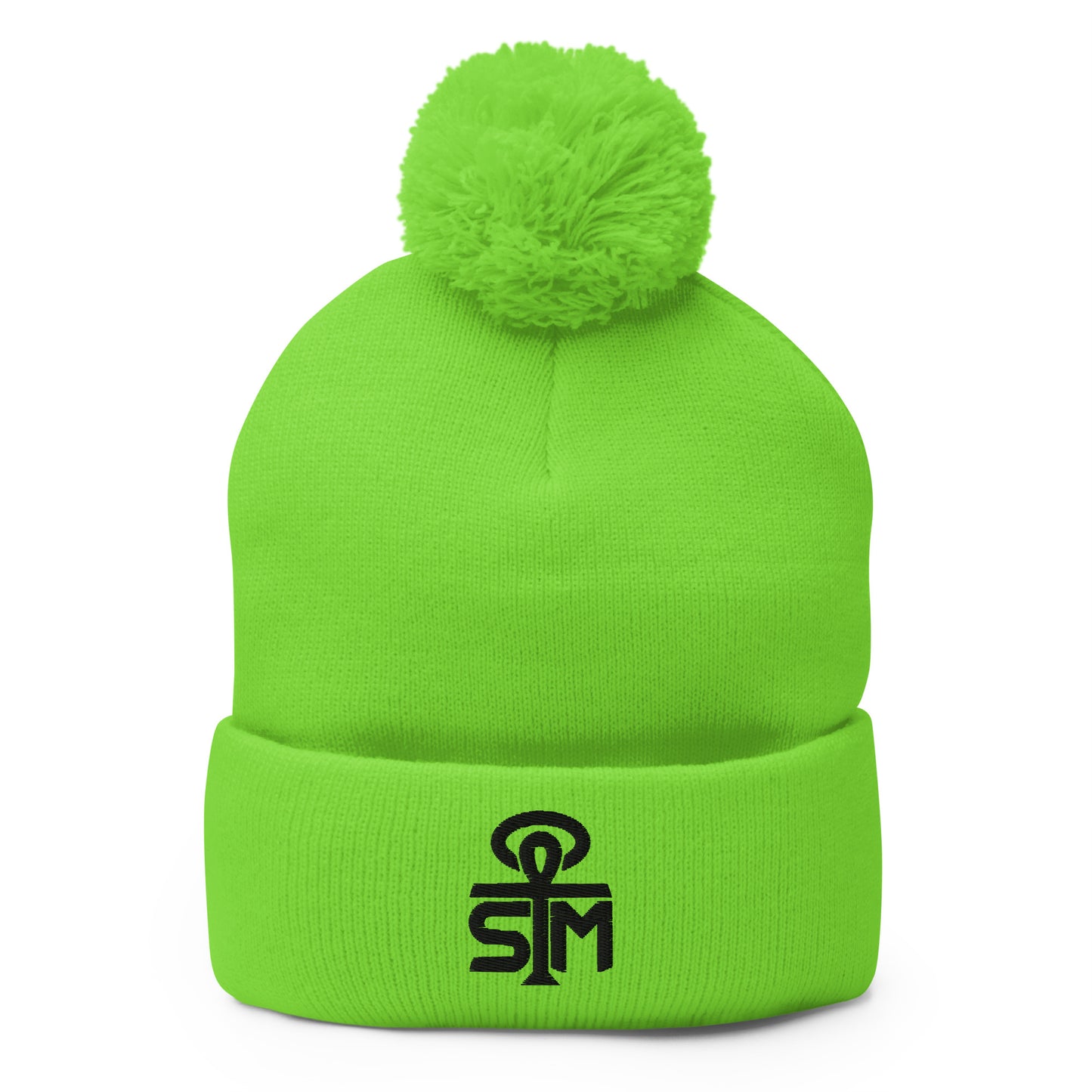 Sky Manor Ankh Black Logo Pom-Pom Beanie