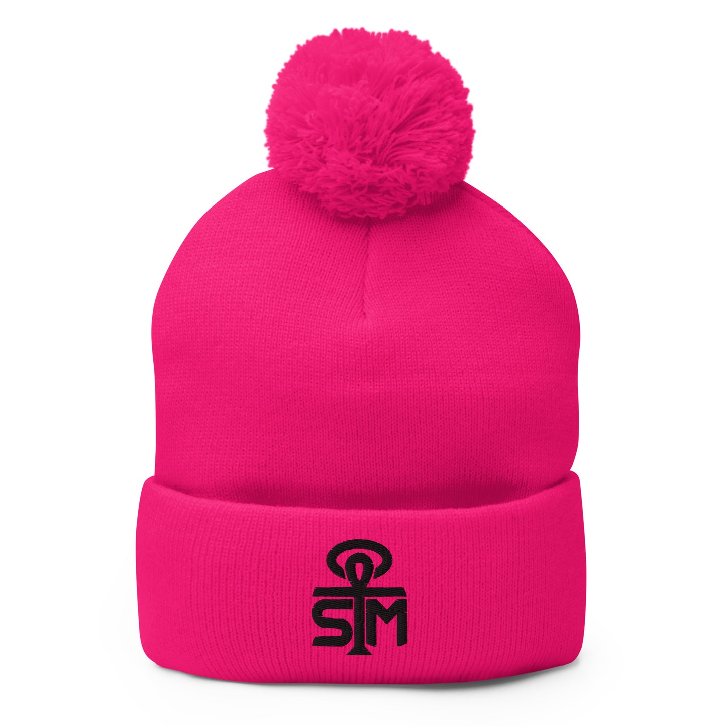 Sky Manor Ankh Black Logo Pom-Pom Beanie