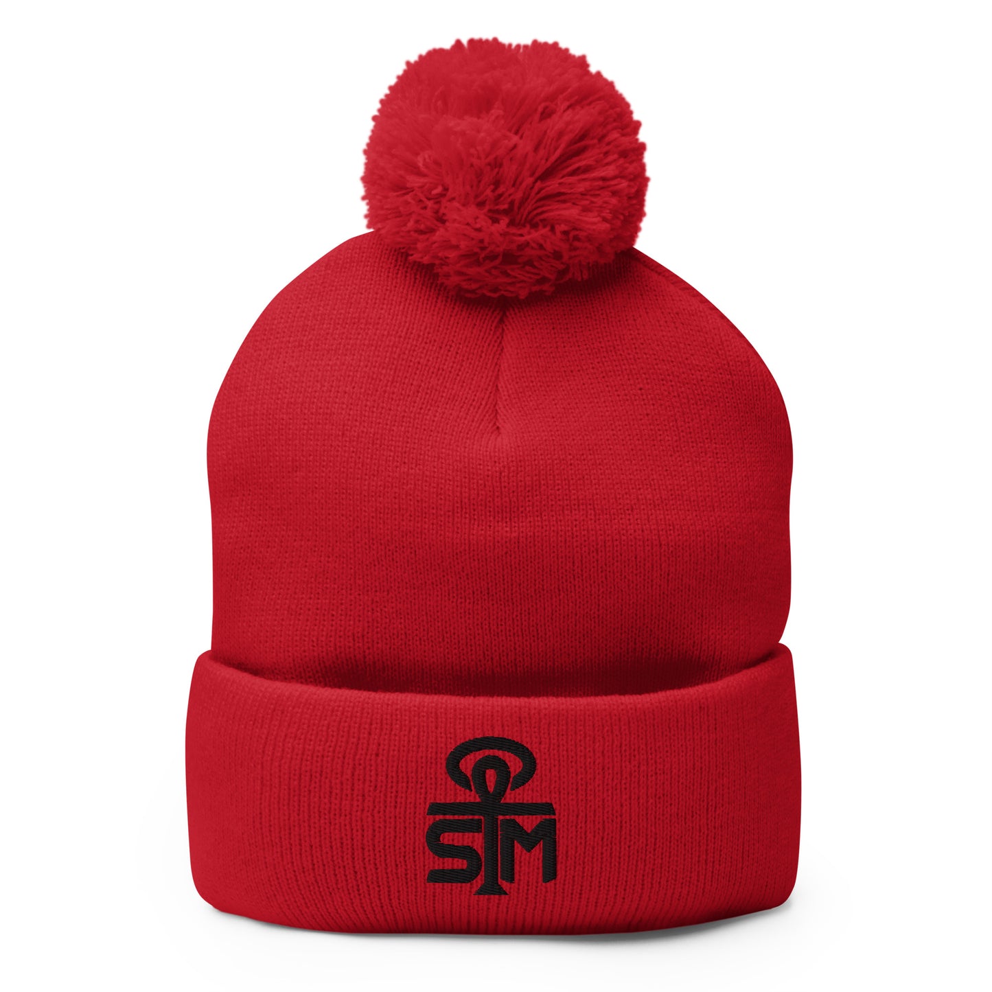 Sky Manor Ankh Black Logo Pom-Pom Beanie