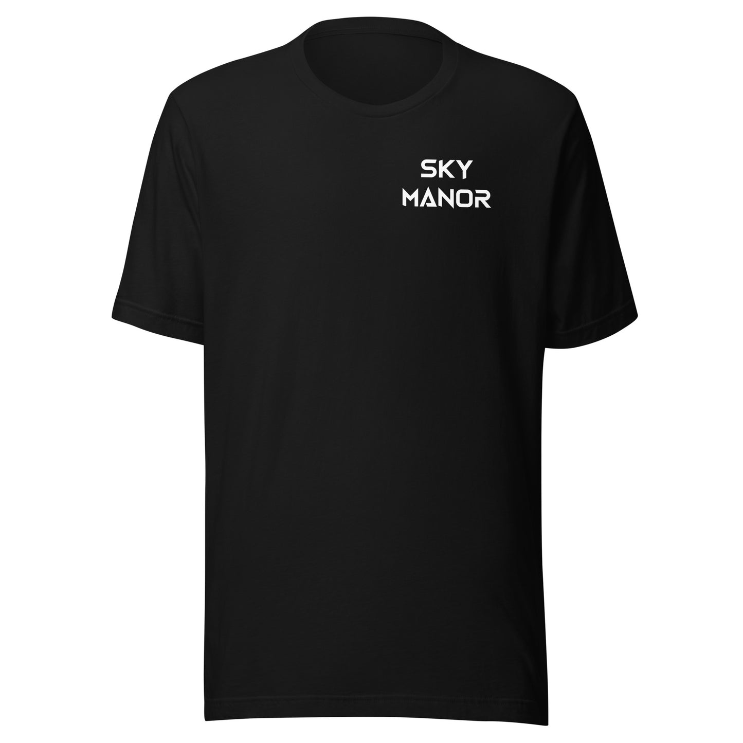 Sky Manor Front/Back Text White Logo Ankh White Logo Unisex Tee Shirt