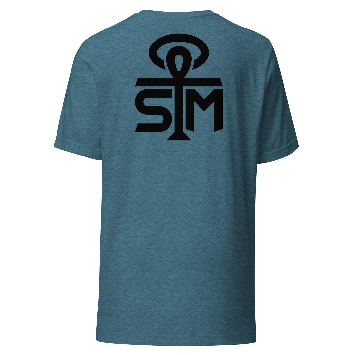 Sky Manor Front/Back Text Black Logo Ankh Black Logo Heather Unisex Tee Shirt