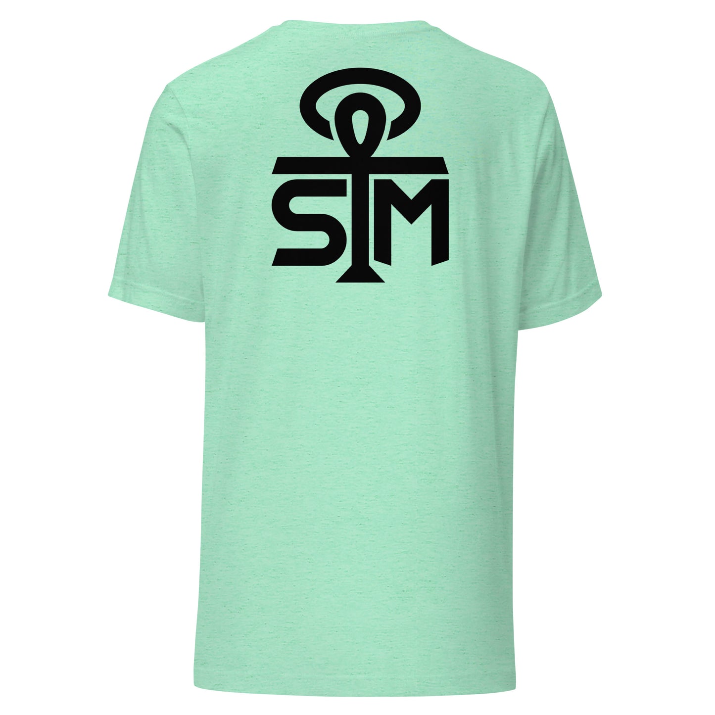 Sky Manor Front/Back Text Black Logo Ankh Black Logo Heather Unisex Tee Shirt