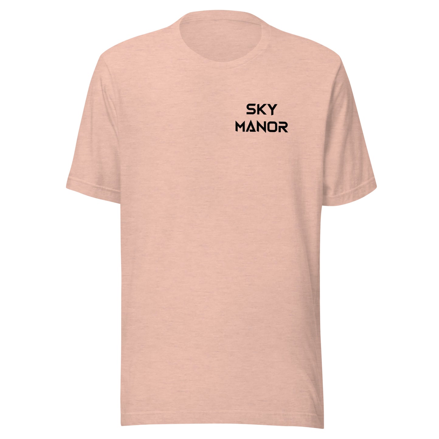 Sky Manor Front/Back Text Black Logo Ankh Black Logo Heather Unisex Tee Shirt