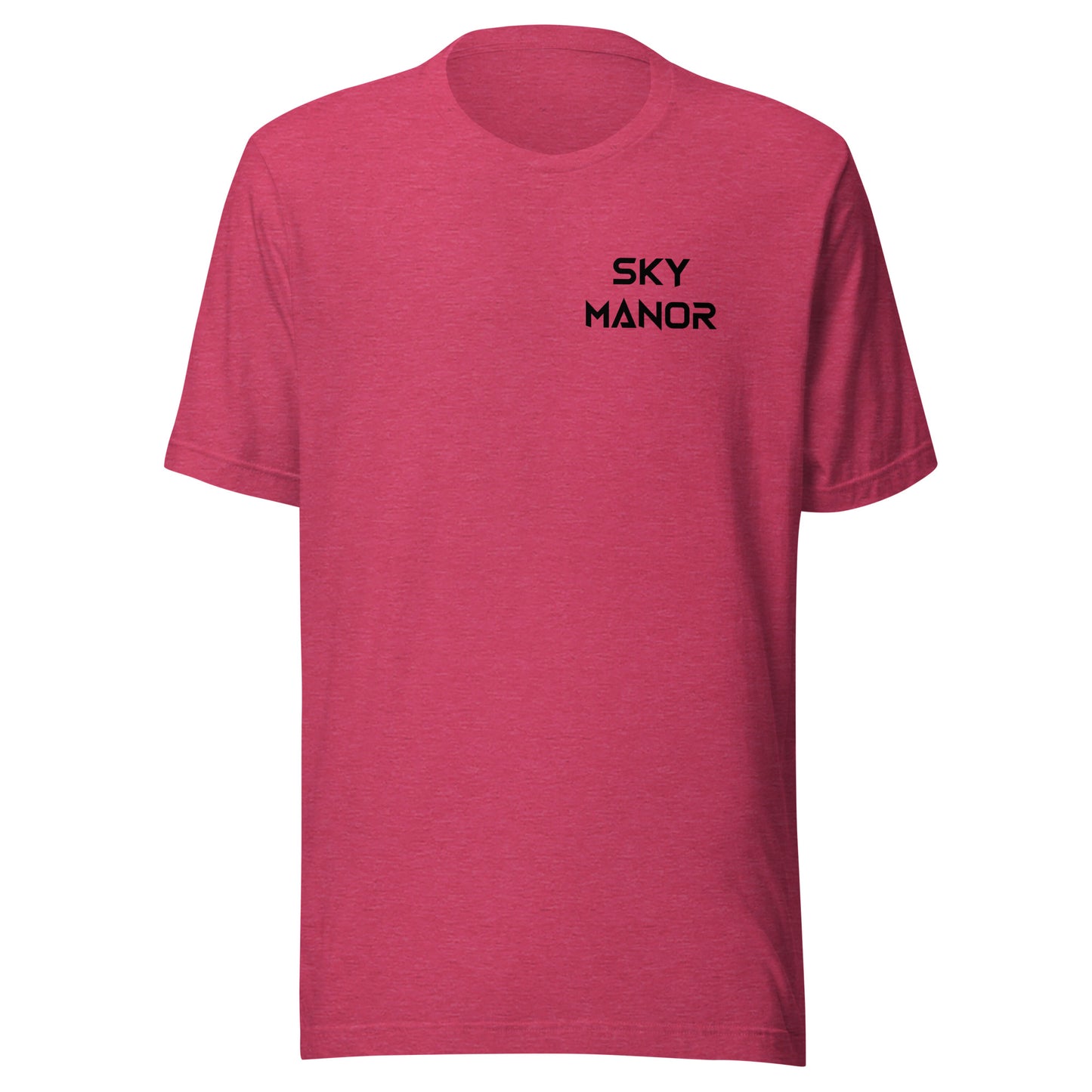 Sky Manor Front/Back Text Black Logo Ankh Black Logo Heather Unisex Tee Shirt