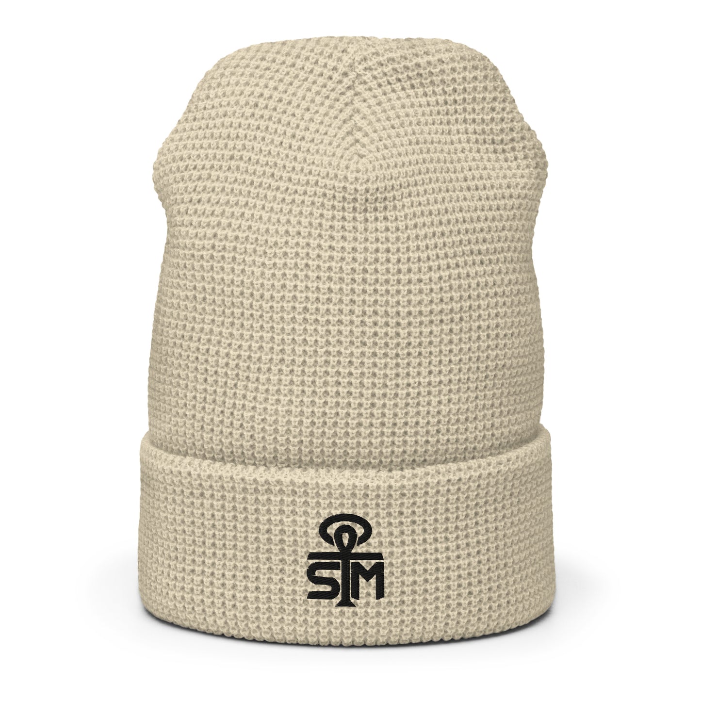 Sky Manor Ankh Black Logo Waffle beanie