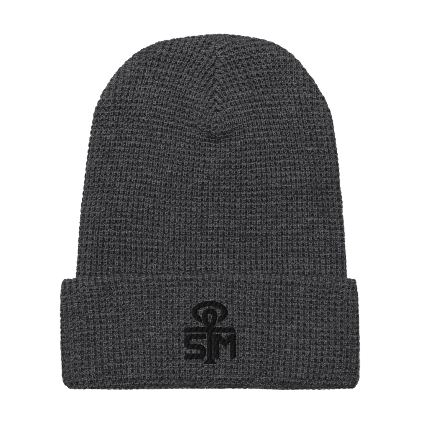 Sky Manor Ankh Black Logo Waffle beanie