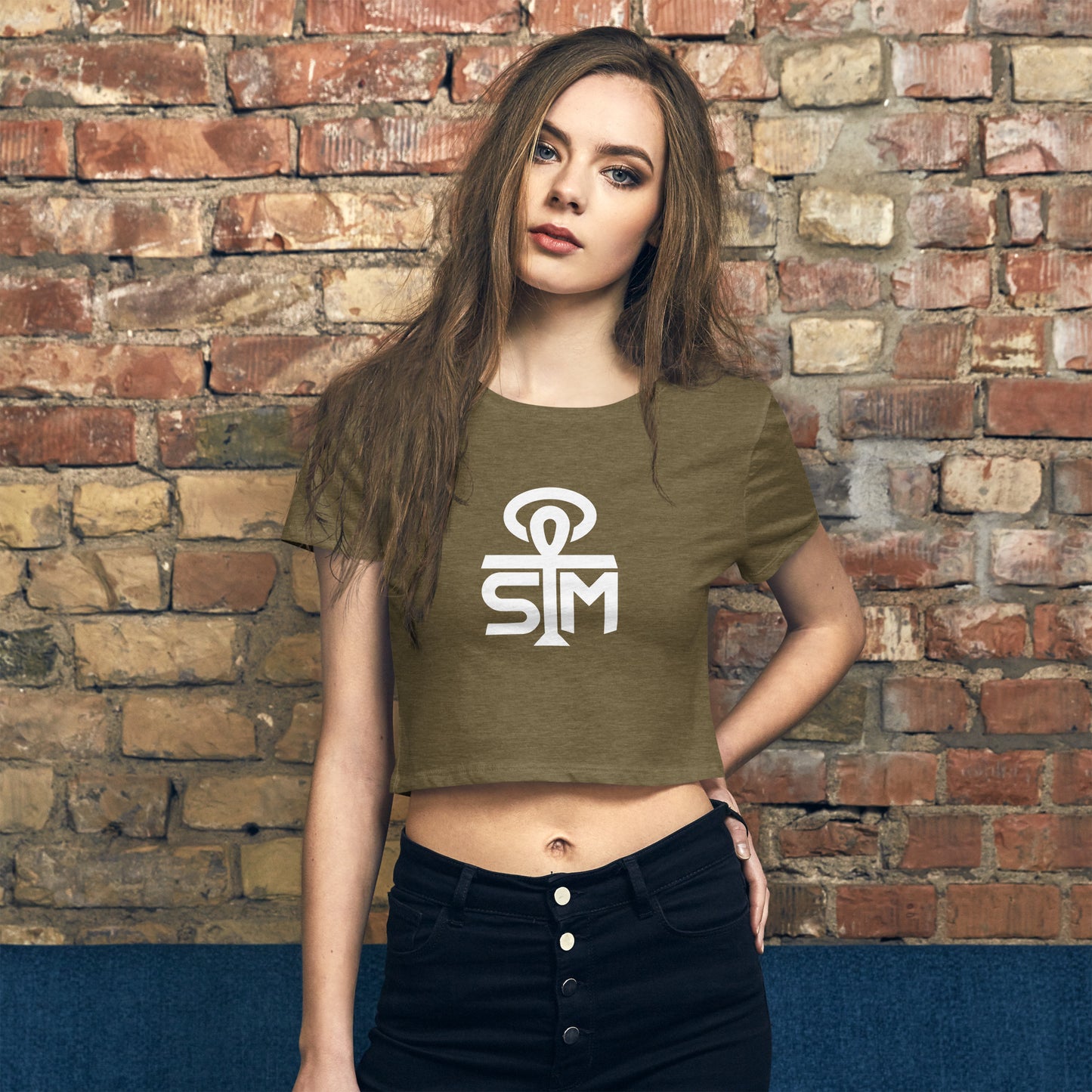 Sky Manor Women’s Ankh White Logo Crop Tee